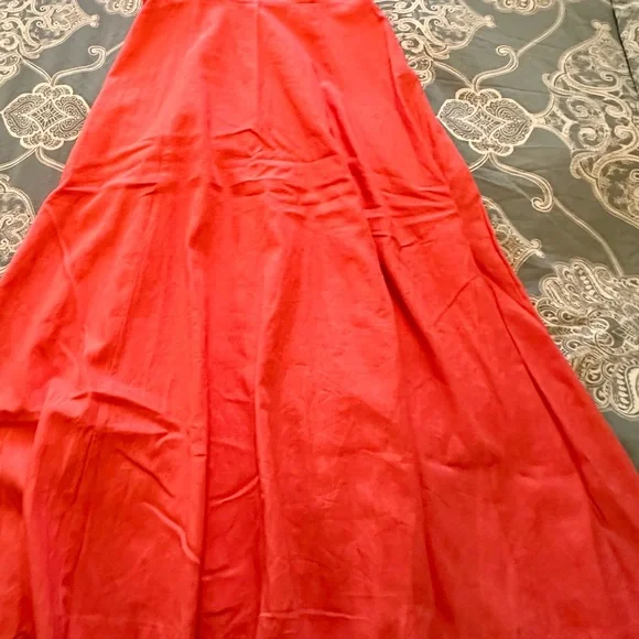 NWOT Gap linen blend coral midi dress, Scalloped square neck (never worn) size S - Picture 8 of 9
